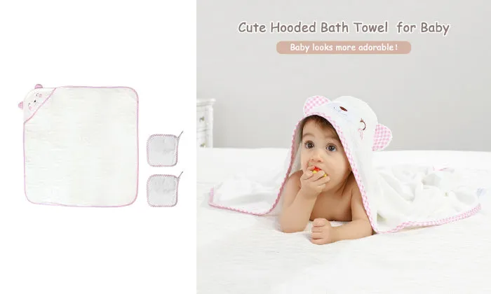 Hooded Bath Towel - Cute Soft Blanket with Washcloths