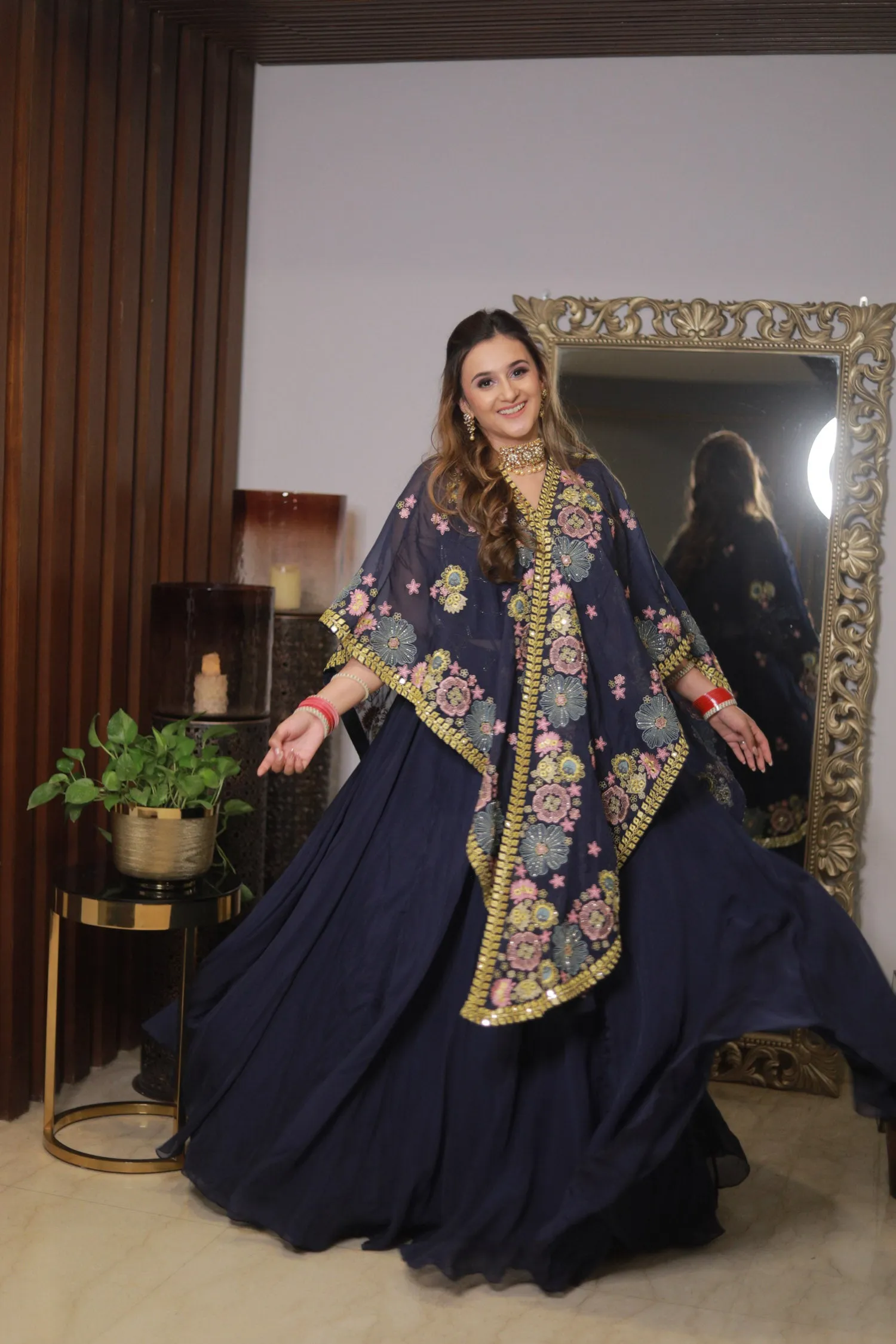 Indo western cape style lehenga set