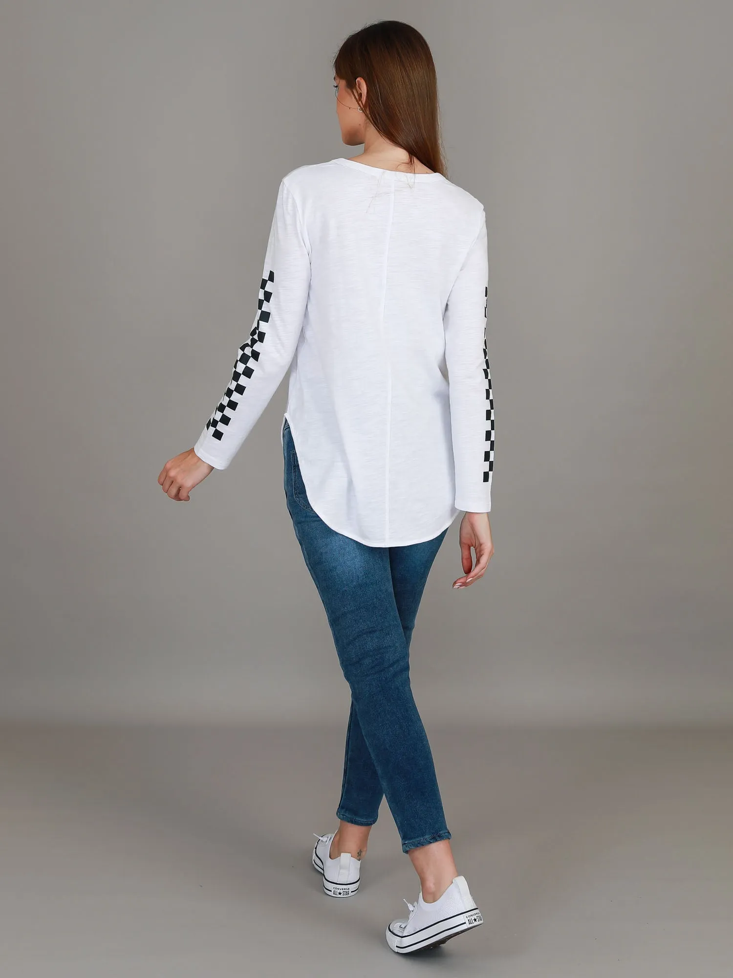Izzy - Ana Check Print Long Sleeve T Shirt