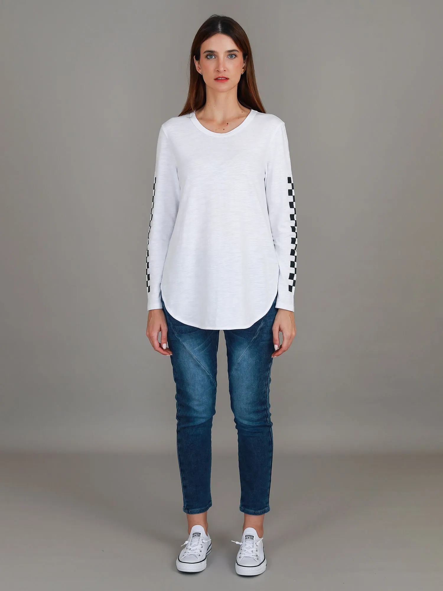 Izzy - Ana Check Print Long Sleeve T Shirt