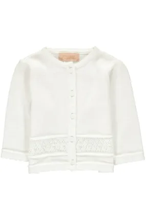 Julius Berger Classic Pointelle White Baby & Toddler Girl Cardigan