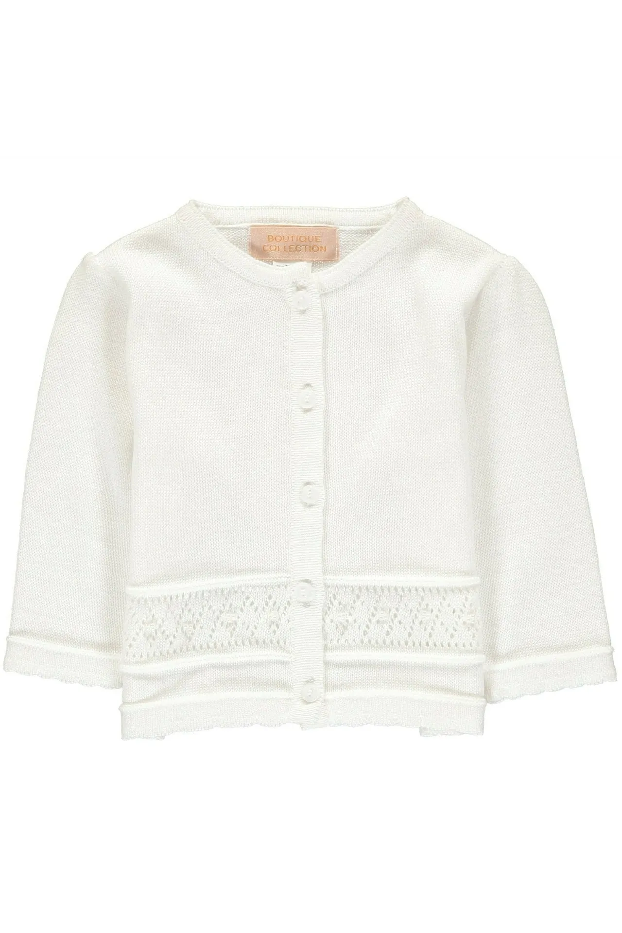 Julius Berger Classic Pointelle White Baby & Toddler Girl Cardigan