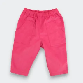 Kids' and Baby Cotton Corduroy Pants - Bright Pink with Front Pocket