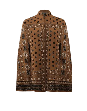 Knit Floral Jacquard Cape