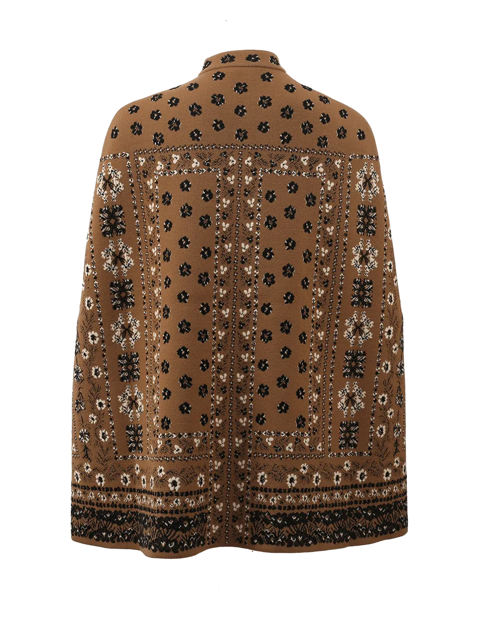 Knit Floral Jacquard Cape
