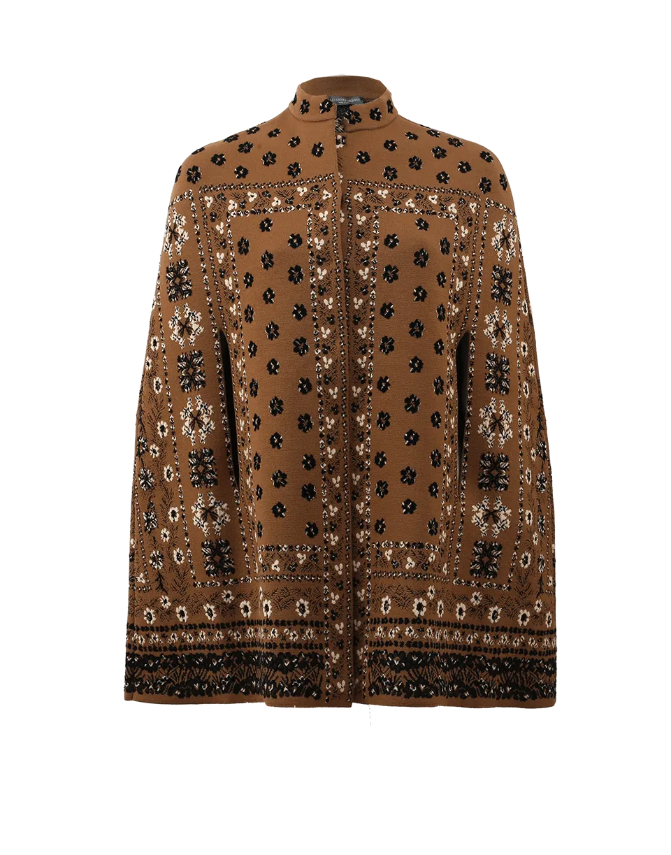 Knit Floral Jacquard Cape