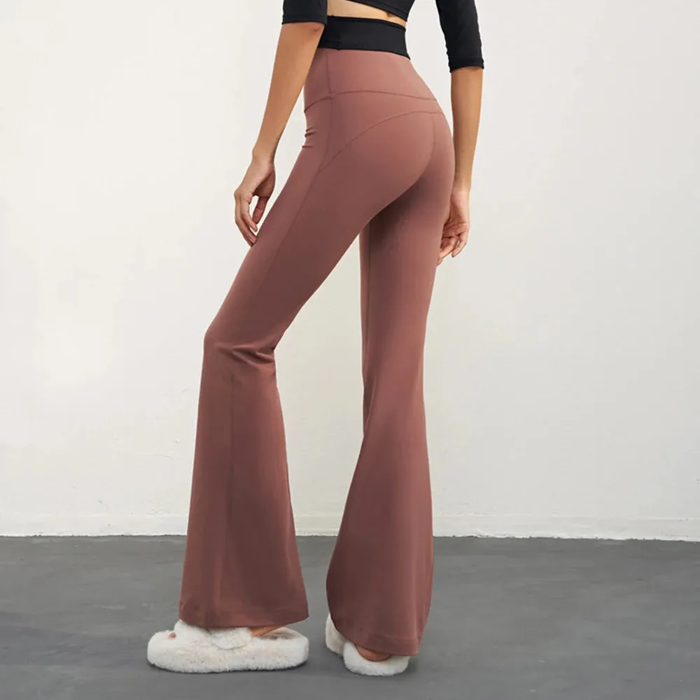 Lady Glams High Waist Yoga Flared Pants: Gym Tights &amp; Fitness Leggings