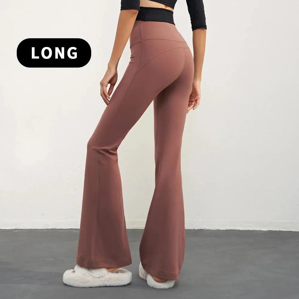 Lady Glams High Waist Yoga Flared Pants: Gym Tights &amp; Fitness Leggings