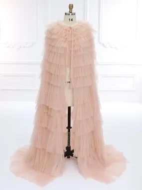 Layered Pleated Tulle Ruffle Tulle Cape Photo Shoot Costume Ruffle Dress YW231122