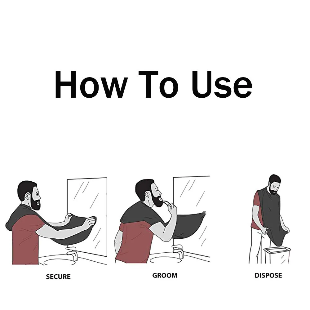 Leaflai Beard Apron, Non-Stick Shaving Hair Catcher for Men with 4 Suction Cups and 1 Hair Comb, Waterproof Beard Bib Cape Grooming Set for Trimming, Best Christmas Gifts for Men - Black
