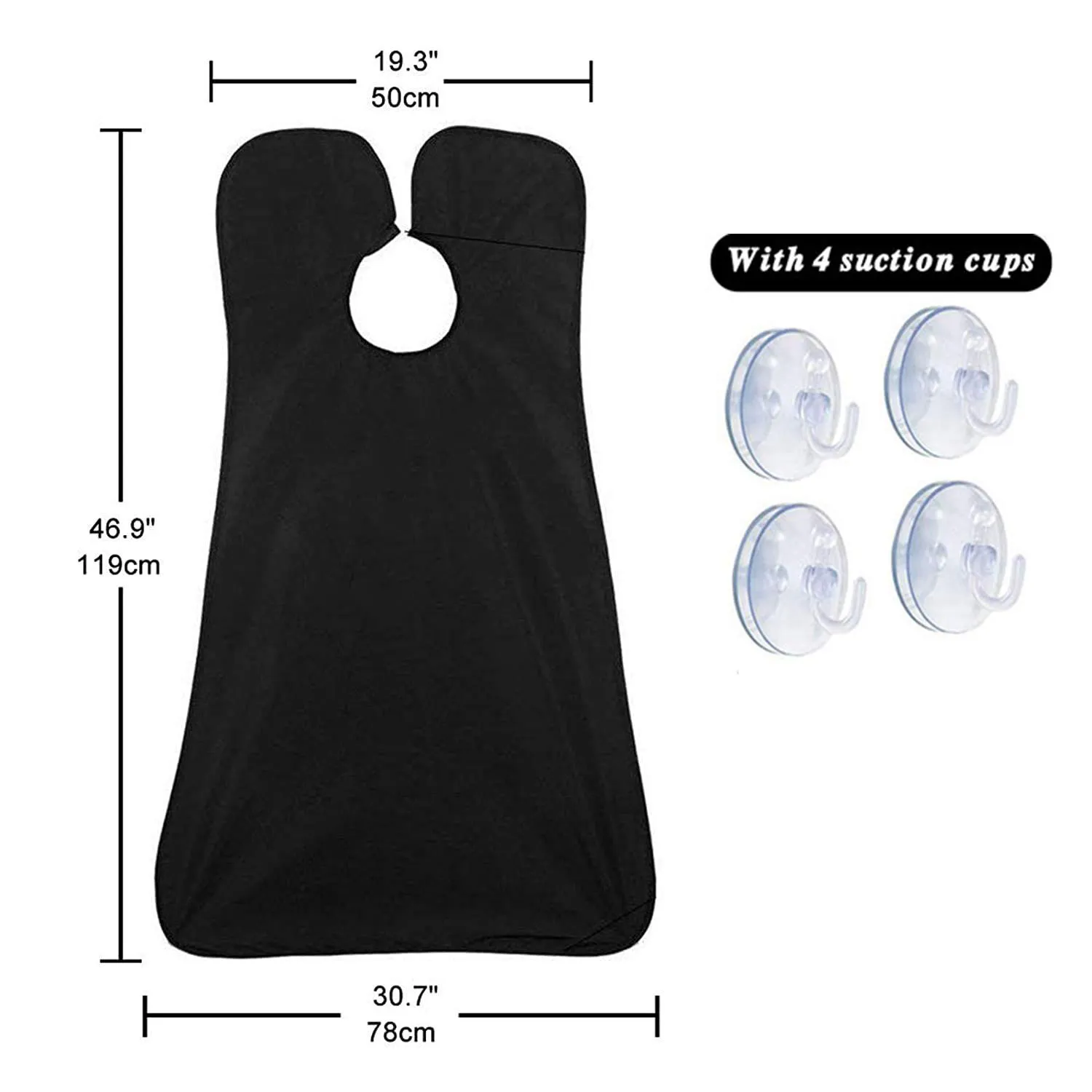 Leaflai Beard Apron, Non-Stick Shaving Hair Catcher for Men with 4 Suction Cups and 1 Hair Comb, Waterproof Beard Bib Cape Grooming Set for Trimming, Best Christmas Gifts for Men - Black
