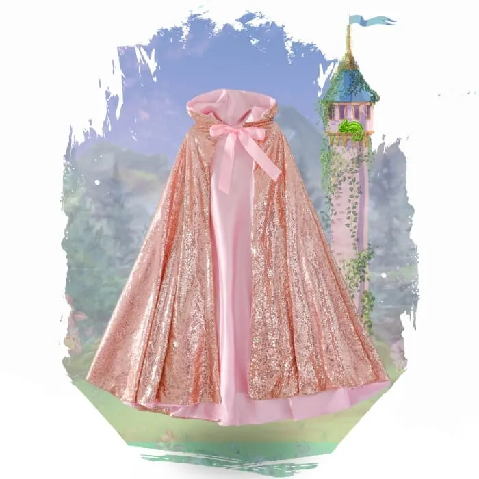 Luxury Princess Cloak with Hooded Cape - Rapunzel and Aurora Inspired, Personalized Tote Bag Included! Perfect for Halloween or a Personalized Gift