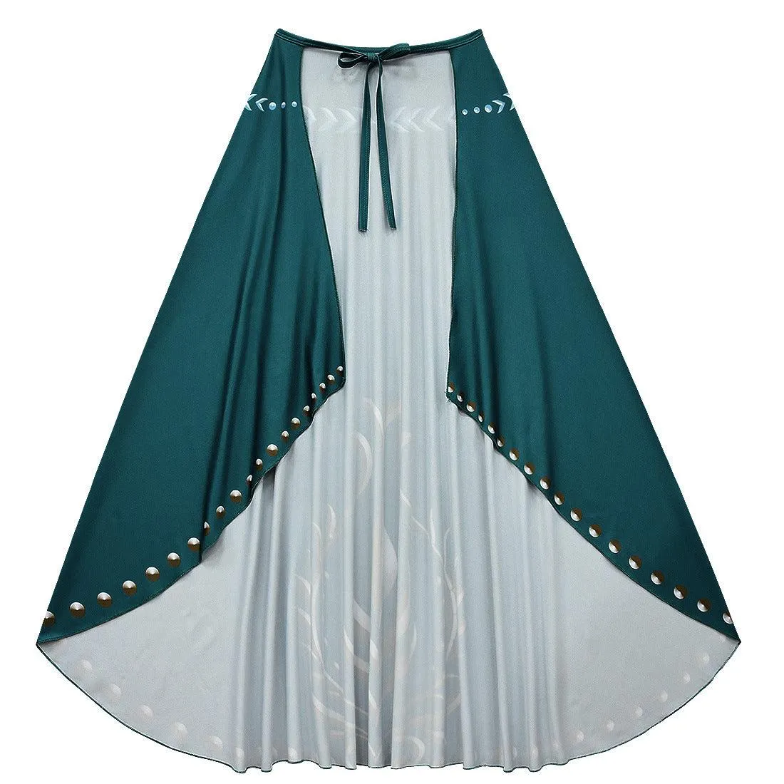 Magical Teal Cape Dress Halloween cosplay costumes Girls' pure cotton long sleeved princess dress Carnival Birthday Banquet Stage Performance Dress