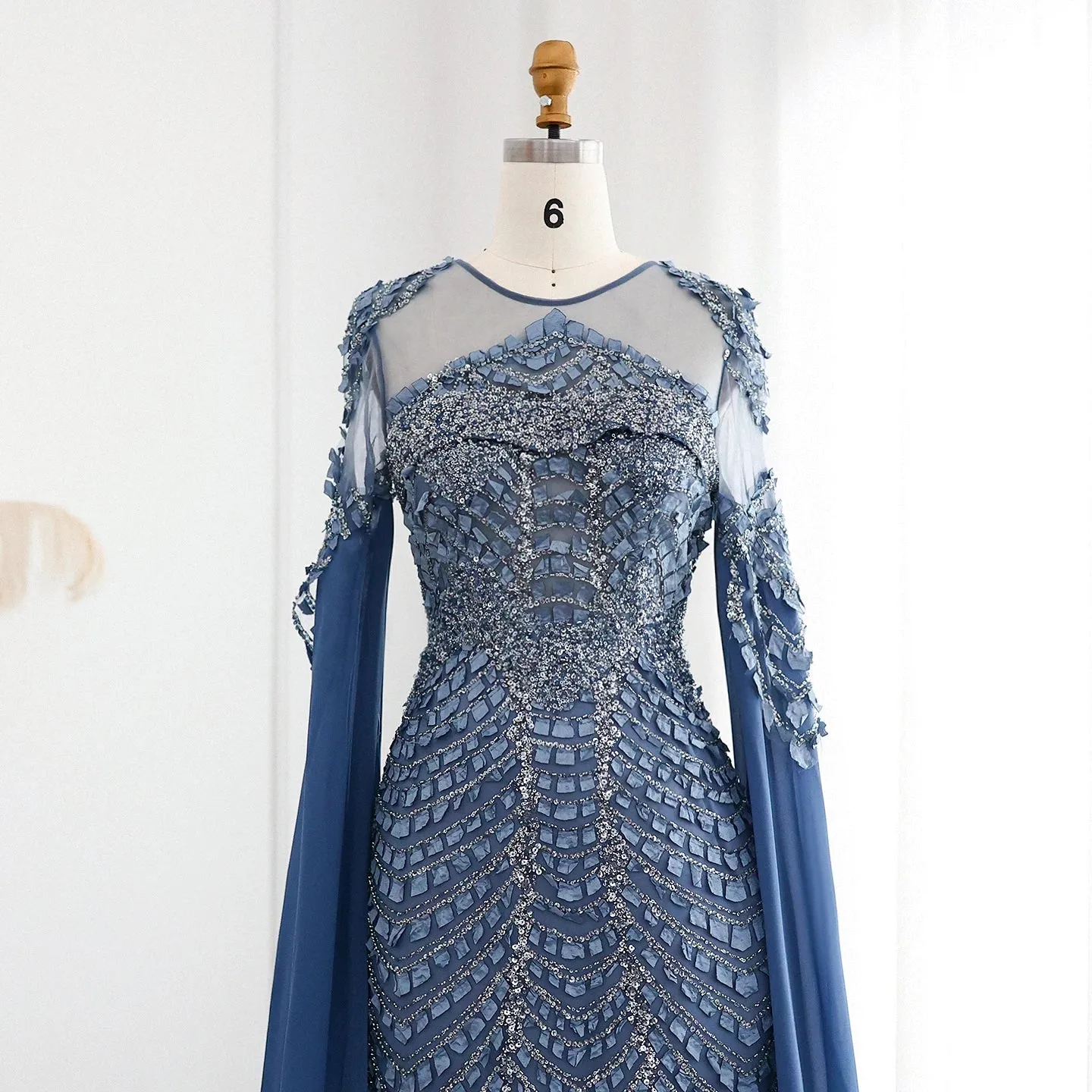 Mermaid Evening Dress Cape Sleeves