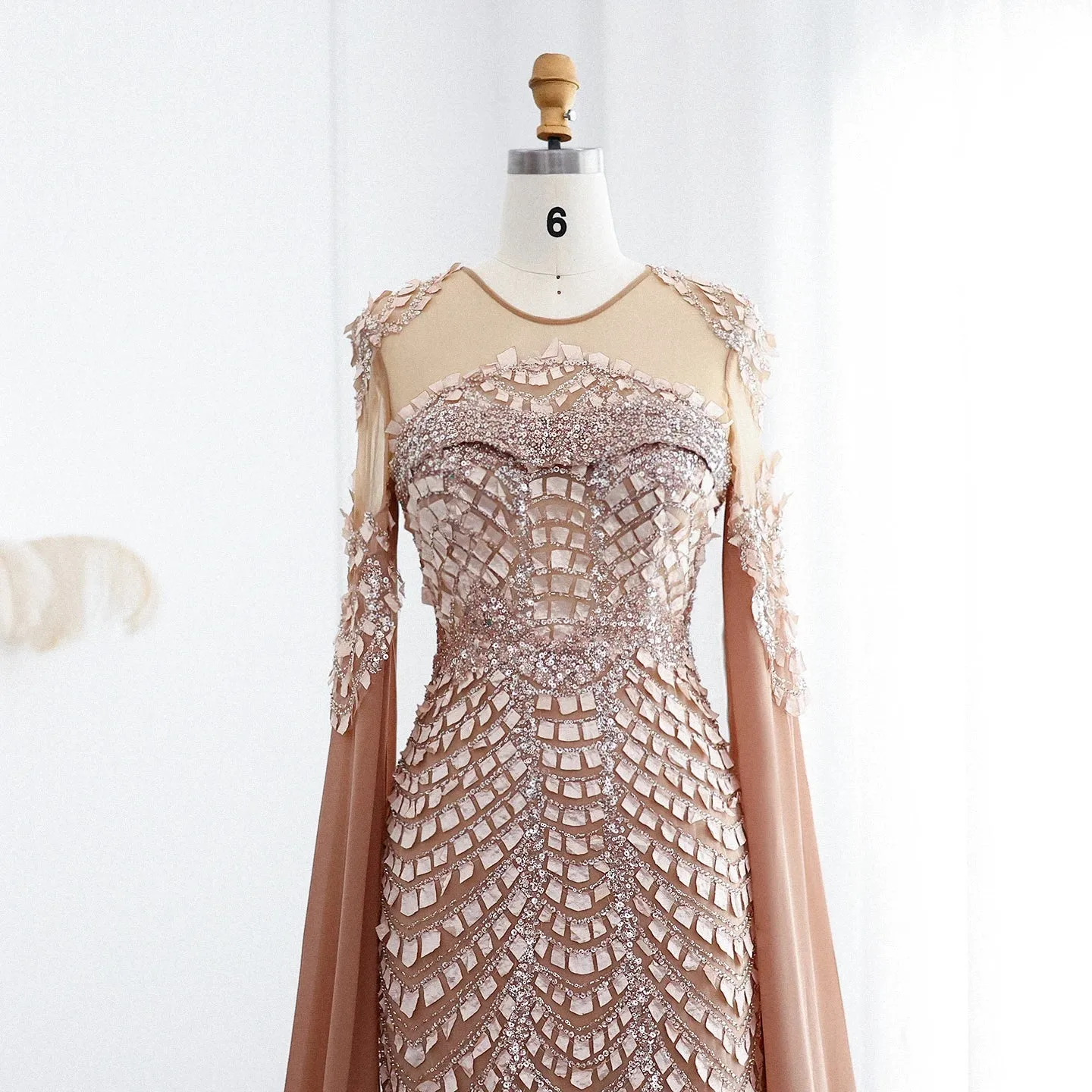 Mermaid Evening Dress Cape Sleeves