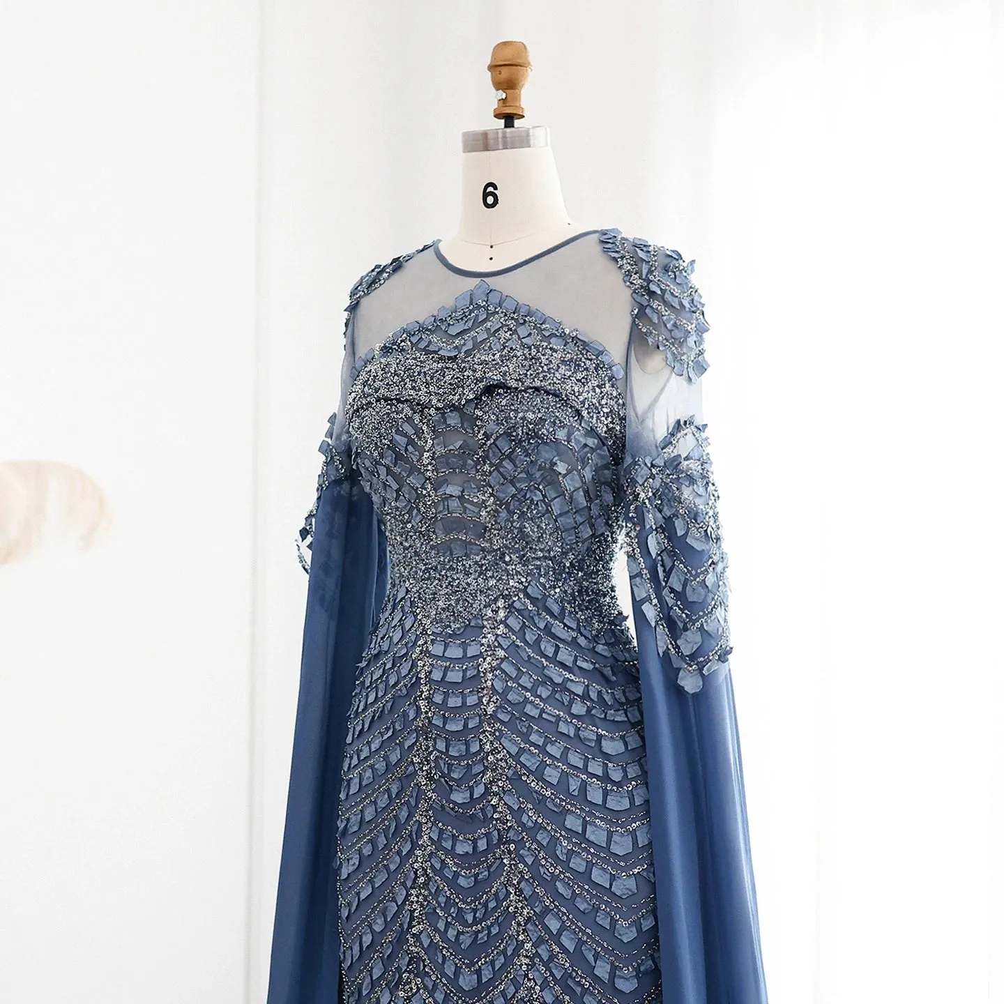 Mermaid Evening Dress Cape Sleeves