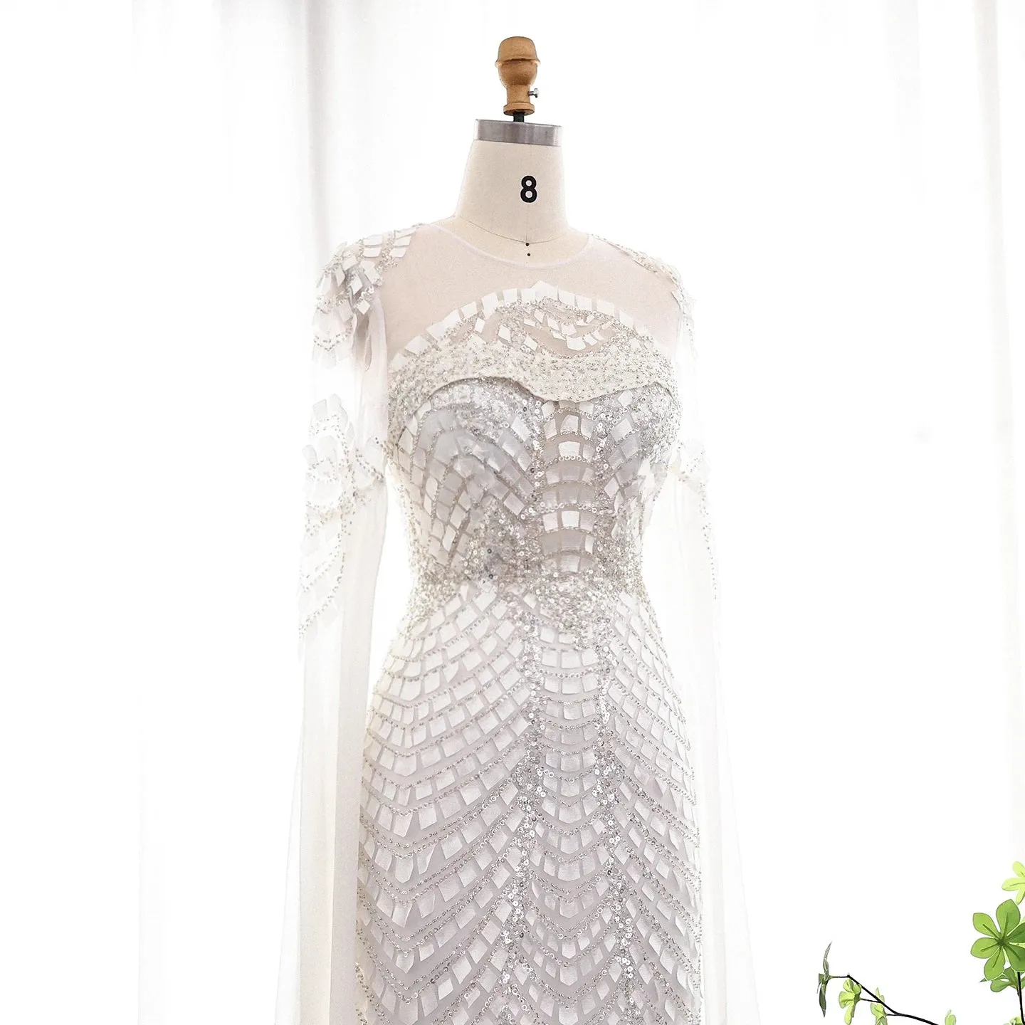 Mermaid Evening Dress Cape Sleeves