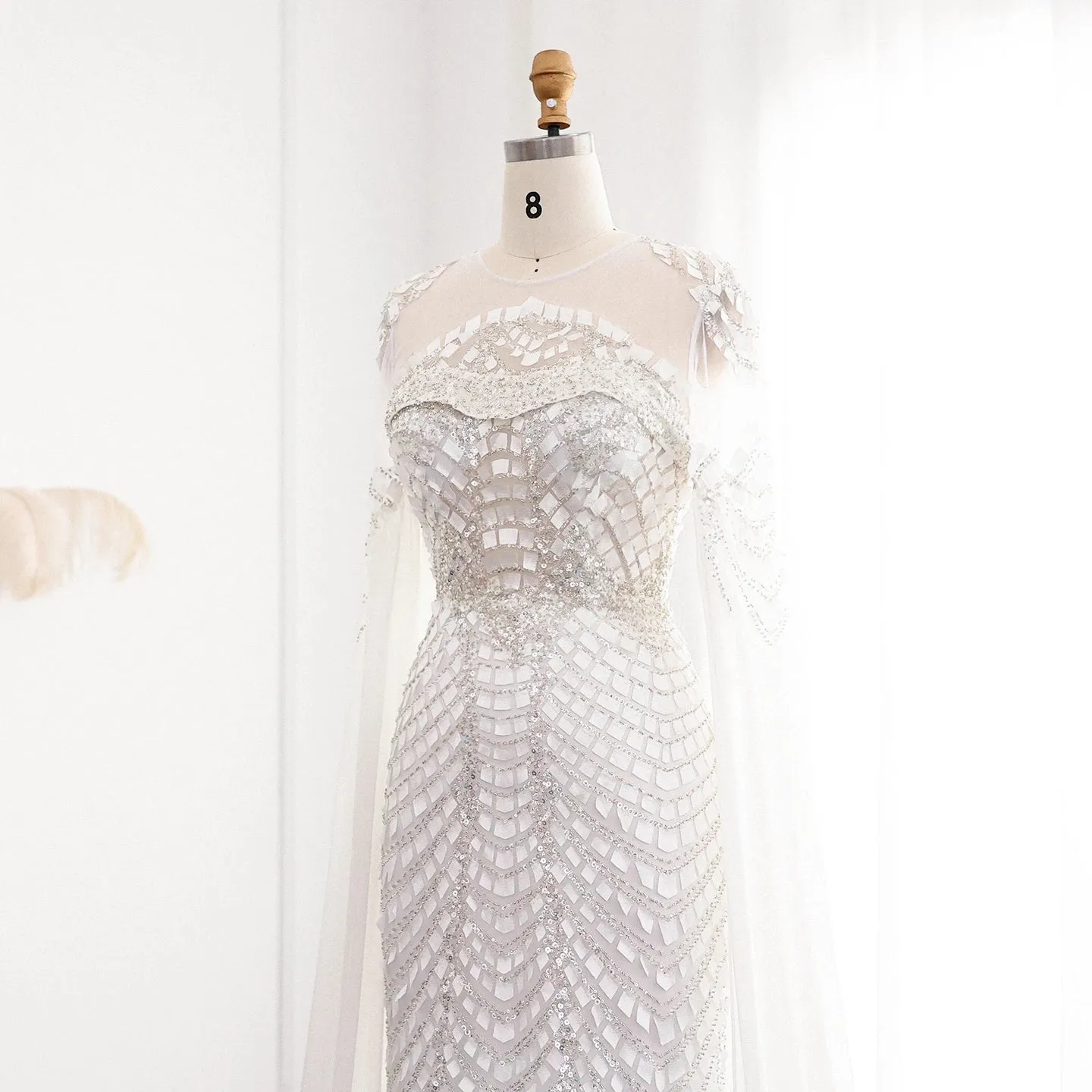 Mermaid Evening Dress Cape Sleeves
