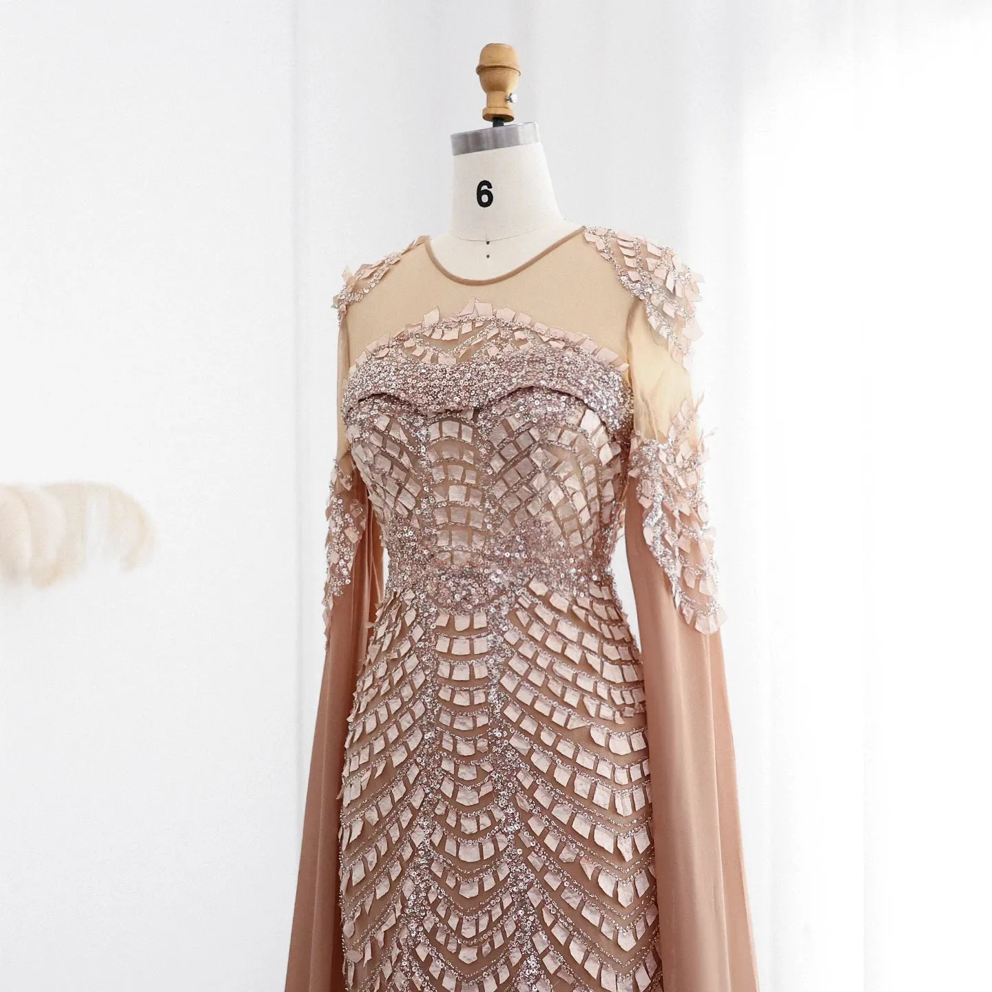 Mermaid Evening Dress Cape Sleeves