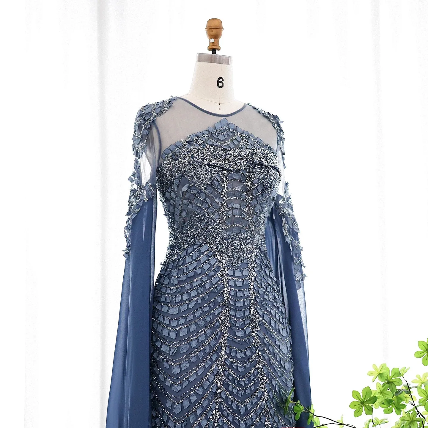 Mermaid Evening Dress Cape Sleeves