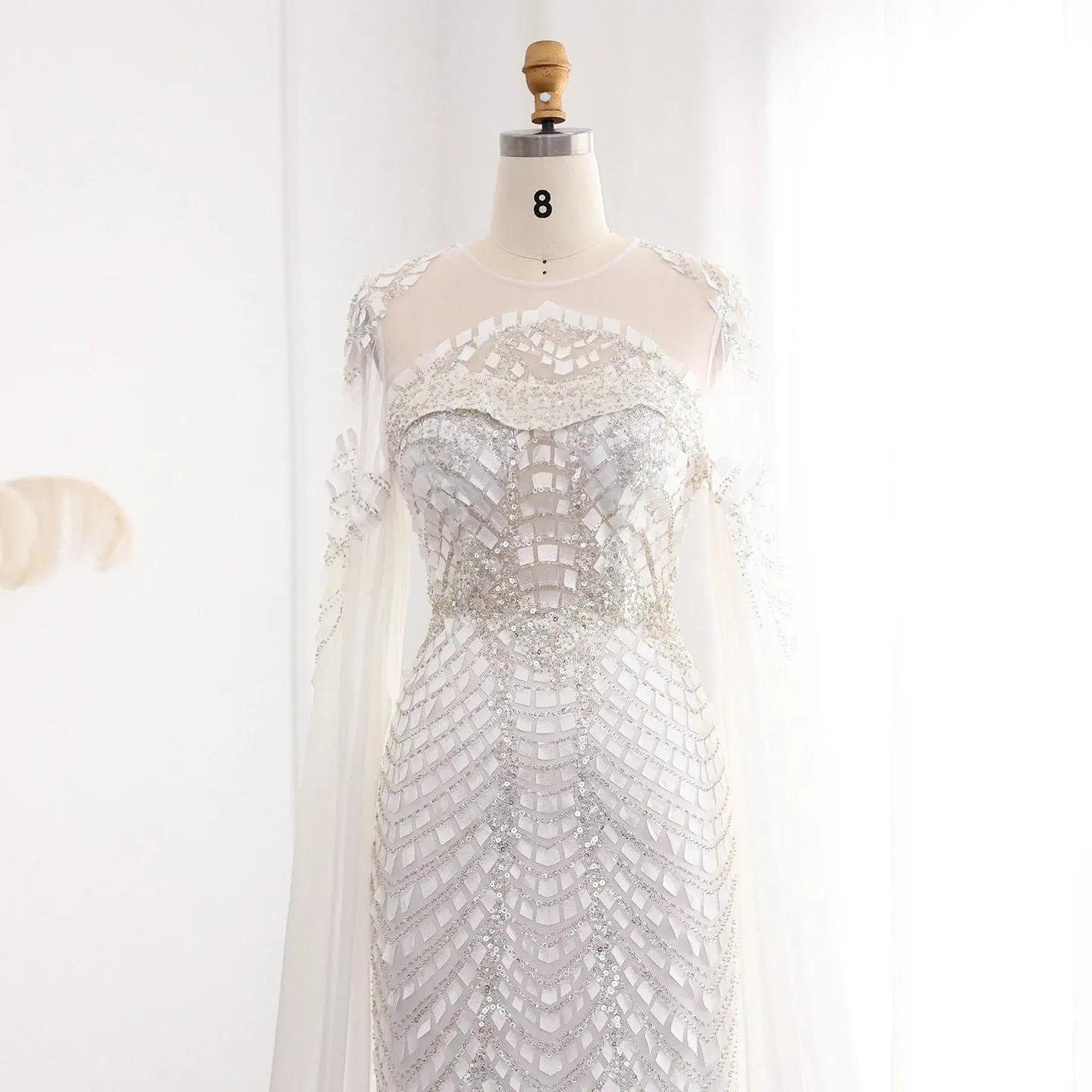 Mermaid Evening Dress Cape Sleeves