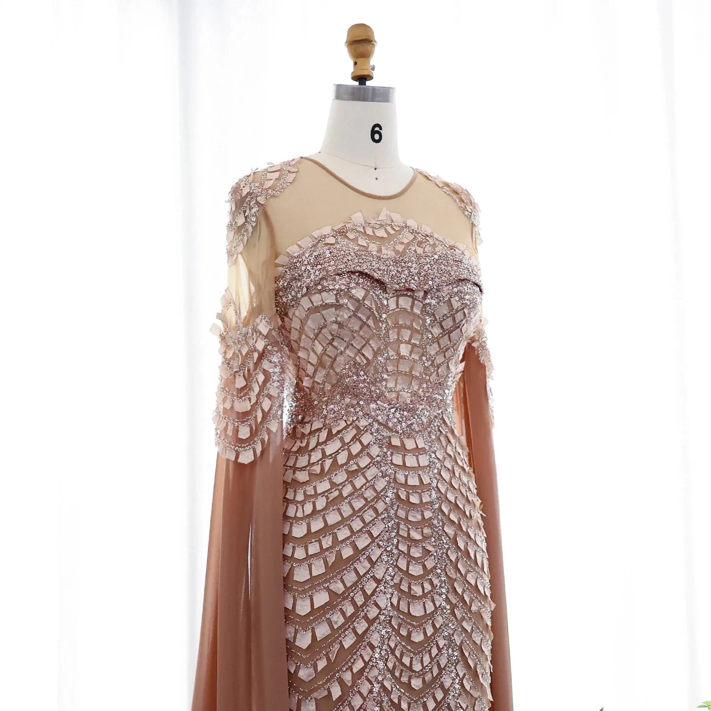 Mermaid Evening Dress Cape Sleeves
