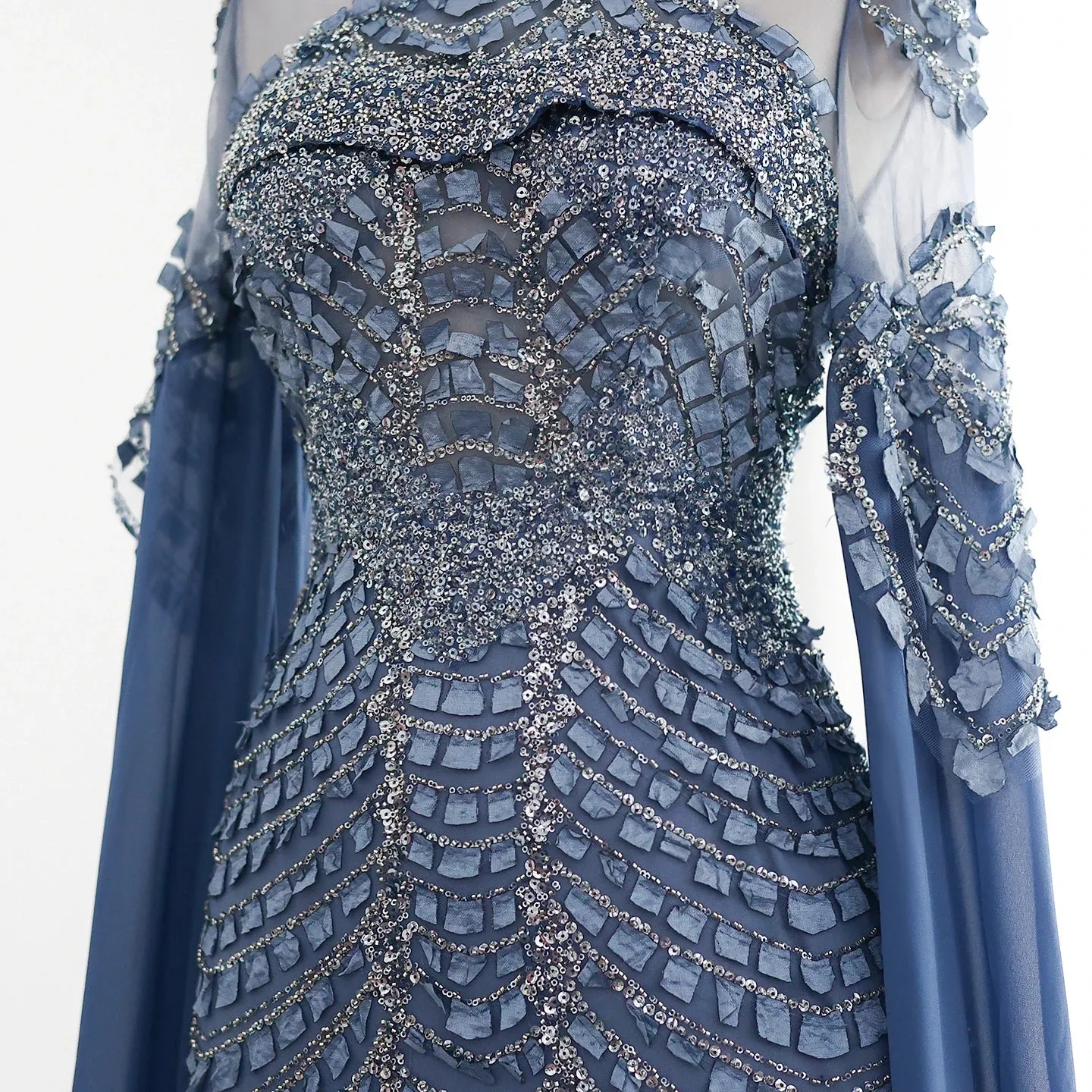 Mermaid Evening Dress Cape Sleeves