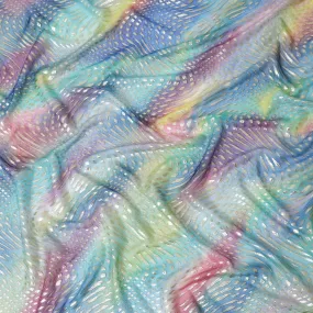 Multicolor Premium pure printed silk chiffon fabric with gold and silver metallic lurex in abstract design-D12429
