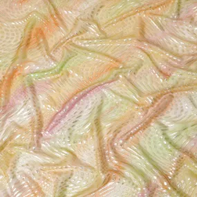 Multicolor Premium pure printed silk chiffon fabric with gold and silver metallic lurex in abstract design-D12430
