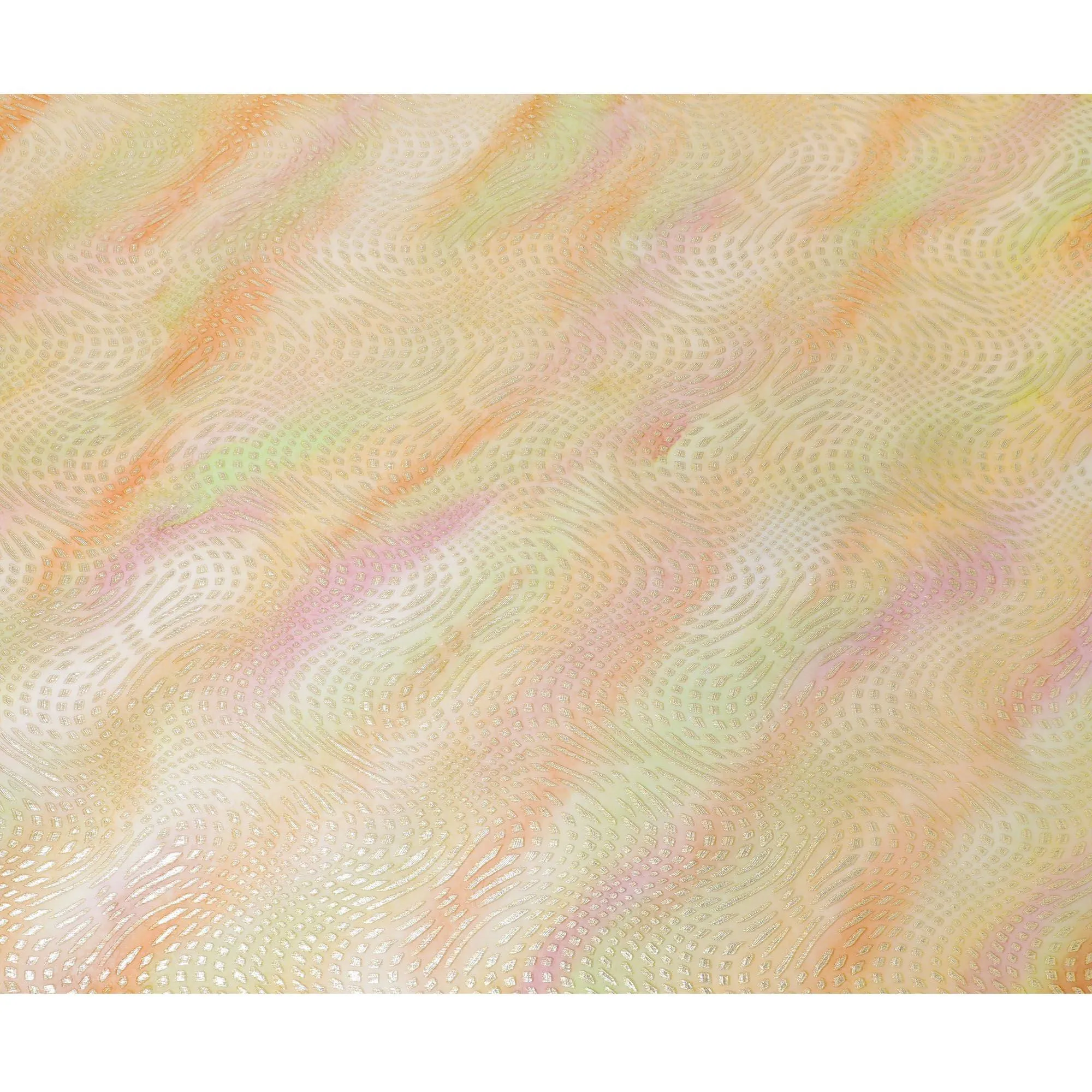 Multicolor Premium pure printed silk chiffon fabric with gold and silver metallic lurex in abstract design-D12430