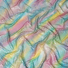 Multicolor Premium pure printed silk chiffon fabric with gold and silver metallic lurex in abstract design-D12431