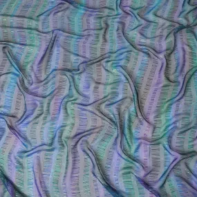 Multicolor Premium Pure silk chiffon fabric with gold and silver metallic lurex in batik design-D8860