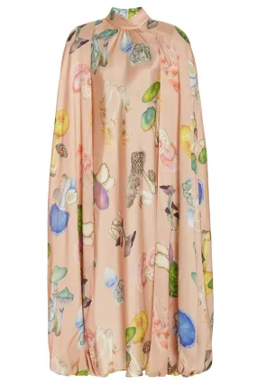 Mushroom Silk Cape Dress