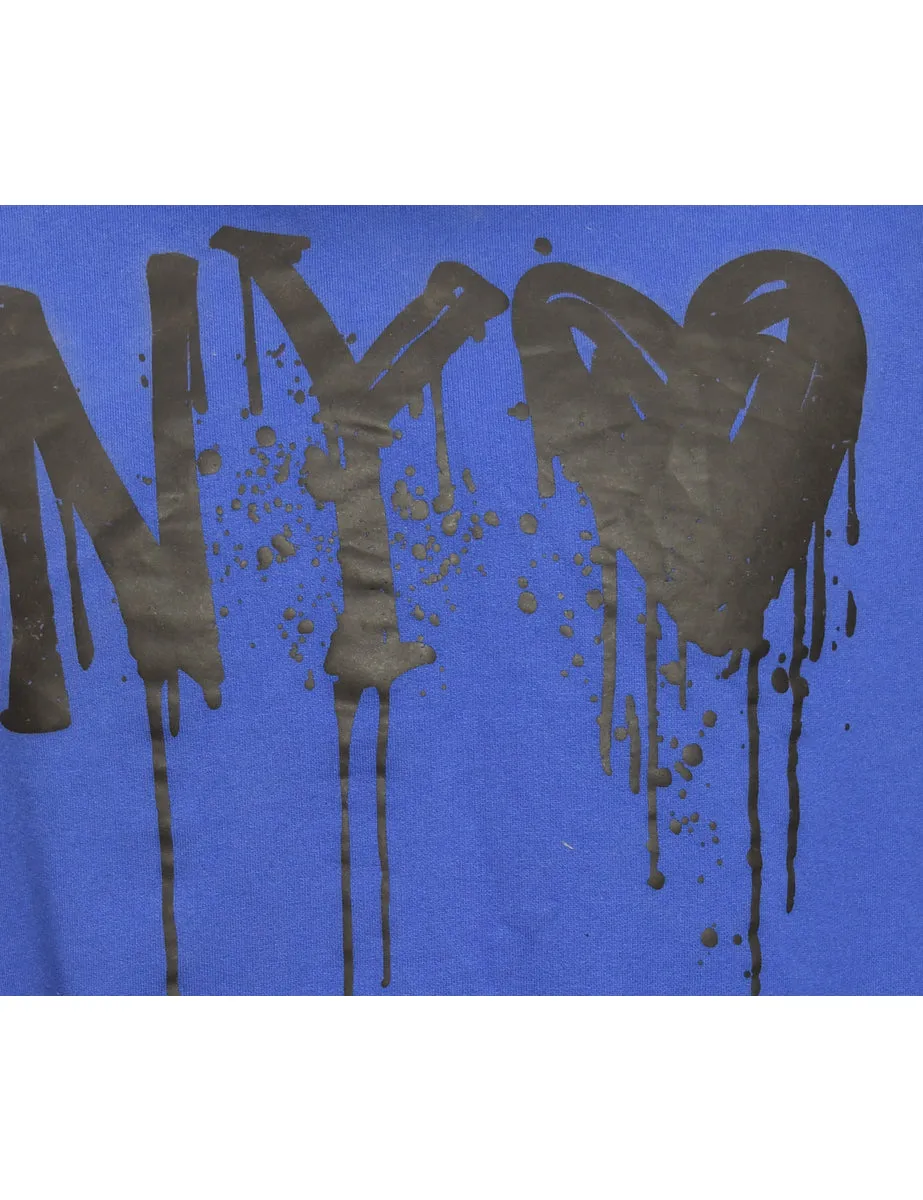 New York Blue Printed Sweatshirt - M