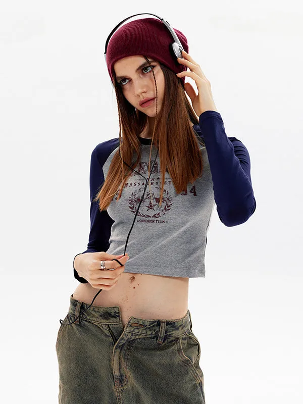 Nvuvu Two-color Patchwork Printed T-shirt