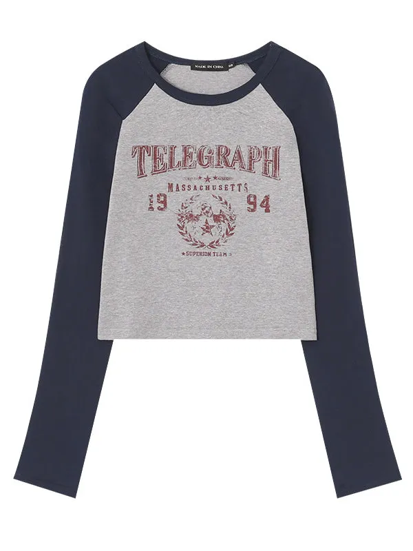 Nvuvu Two-color Patchwork Printed T-shirt