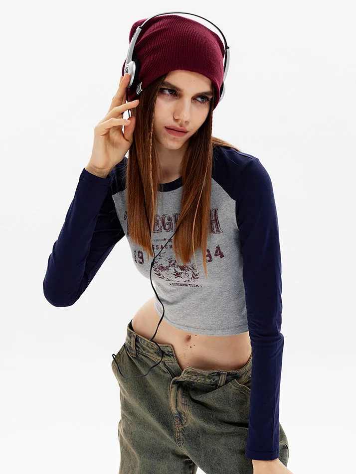 Nvuvu Two-color Patchwork Printed T-shirt