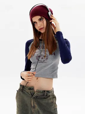 Nvuvu Two-color Patchwork Printed T-shirt