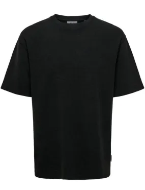 Only & Sons Theo Relaxed Waffle T-shirt Zwart