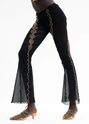 ONYX MESH FLARED TROUSERS
