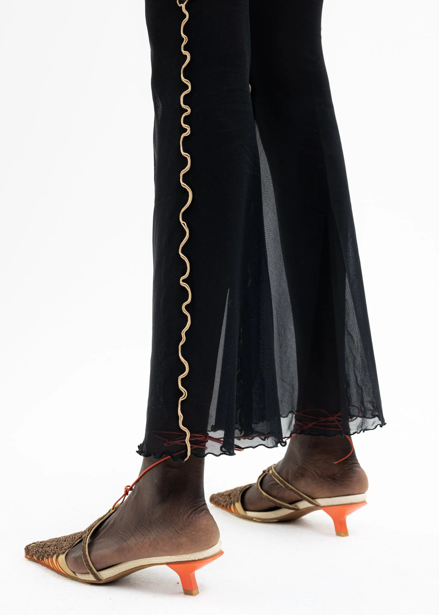 ONYX MESH FLARED TROUSERS