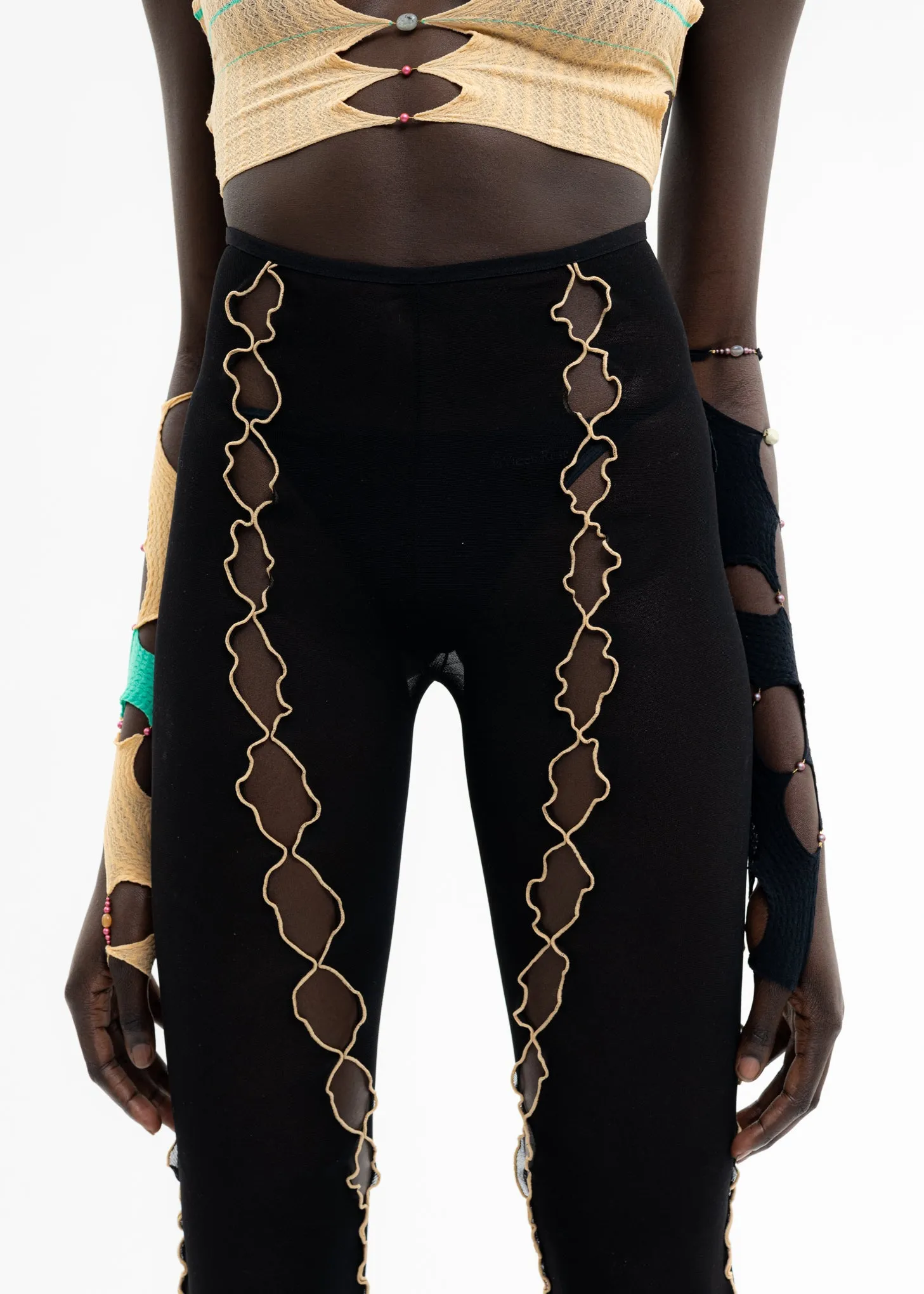 ONYX MESH FLARED TROUSERS