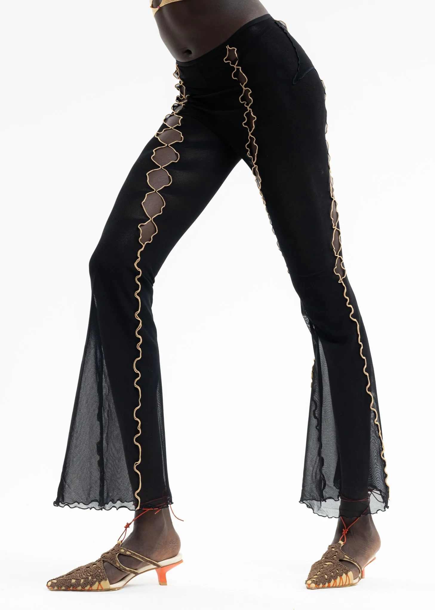ONYX MESH FLARED TROUSERS