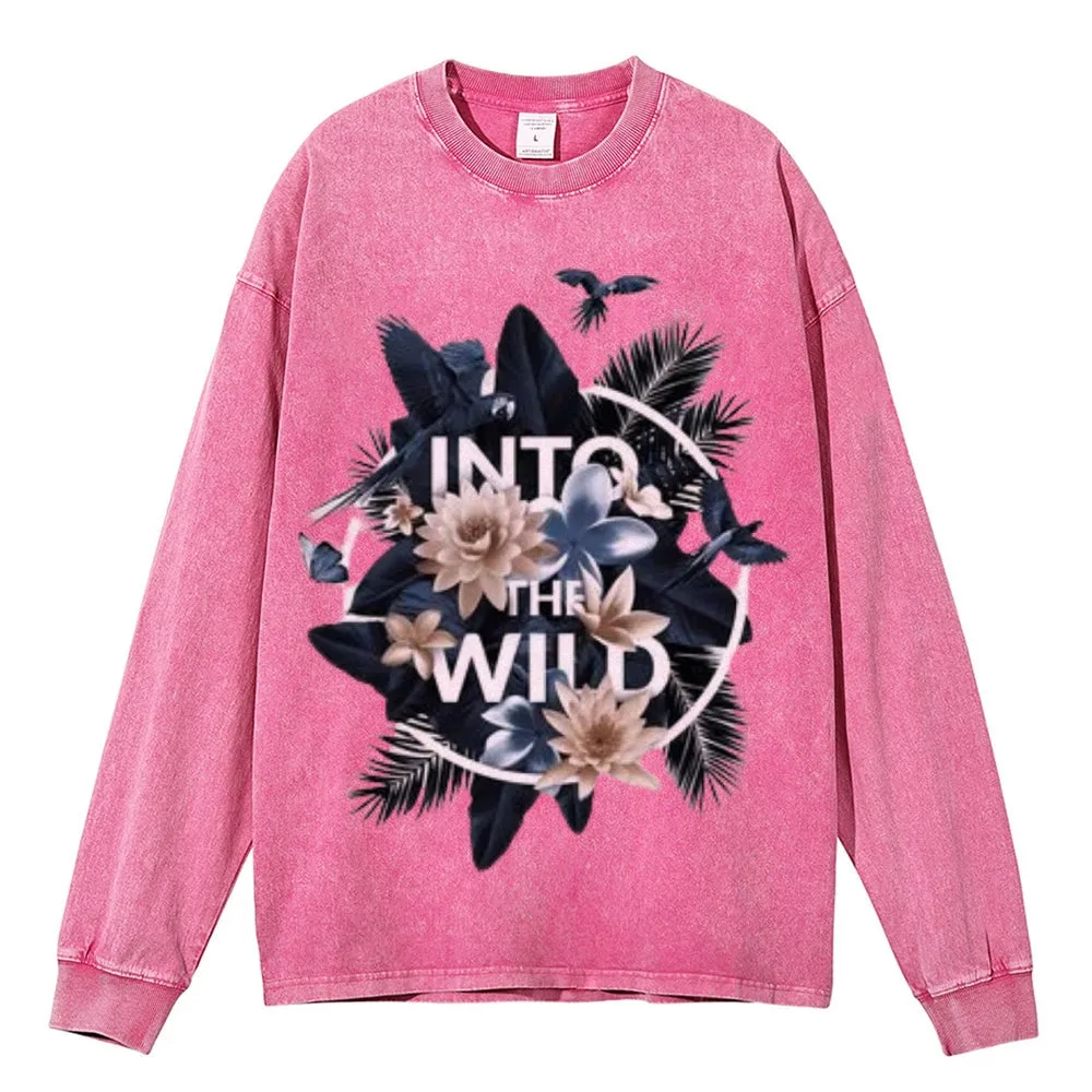 Oversized Vintage Washed Flower Graphic Sweatshirt