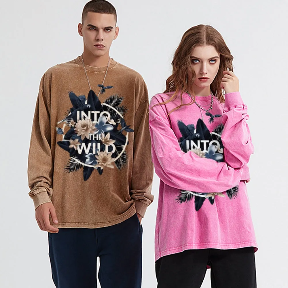 Oversized Vintage Washed Flower Graphic Sweatshirt
