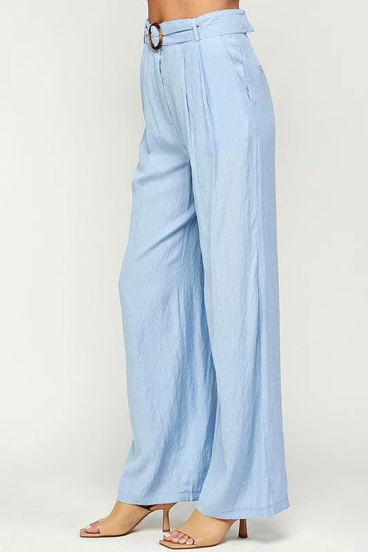 Palazzo Pants with Buckle on Belt