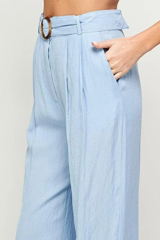 Palazzo Pants with Buckle on Belt