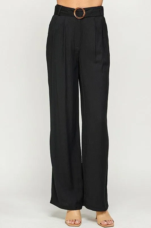 Palazzo Pants with Buckle on Belt
