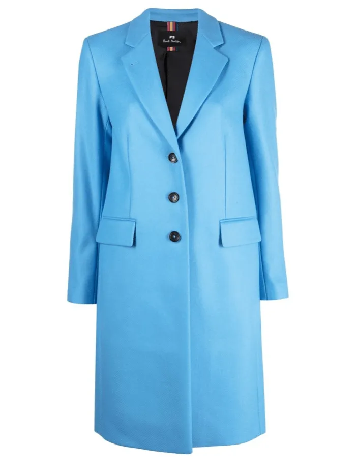 Paul Smith T Sky Blue Wool Cashmere Twill Coat W2R-225C-J21059 40