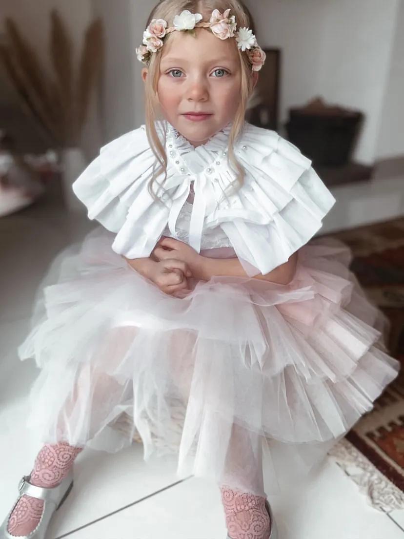 Petite Maison Kids Victoria White Mesh Cape